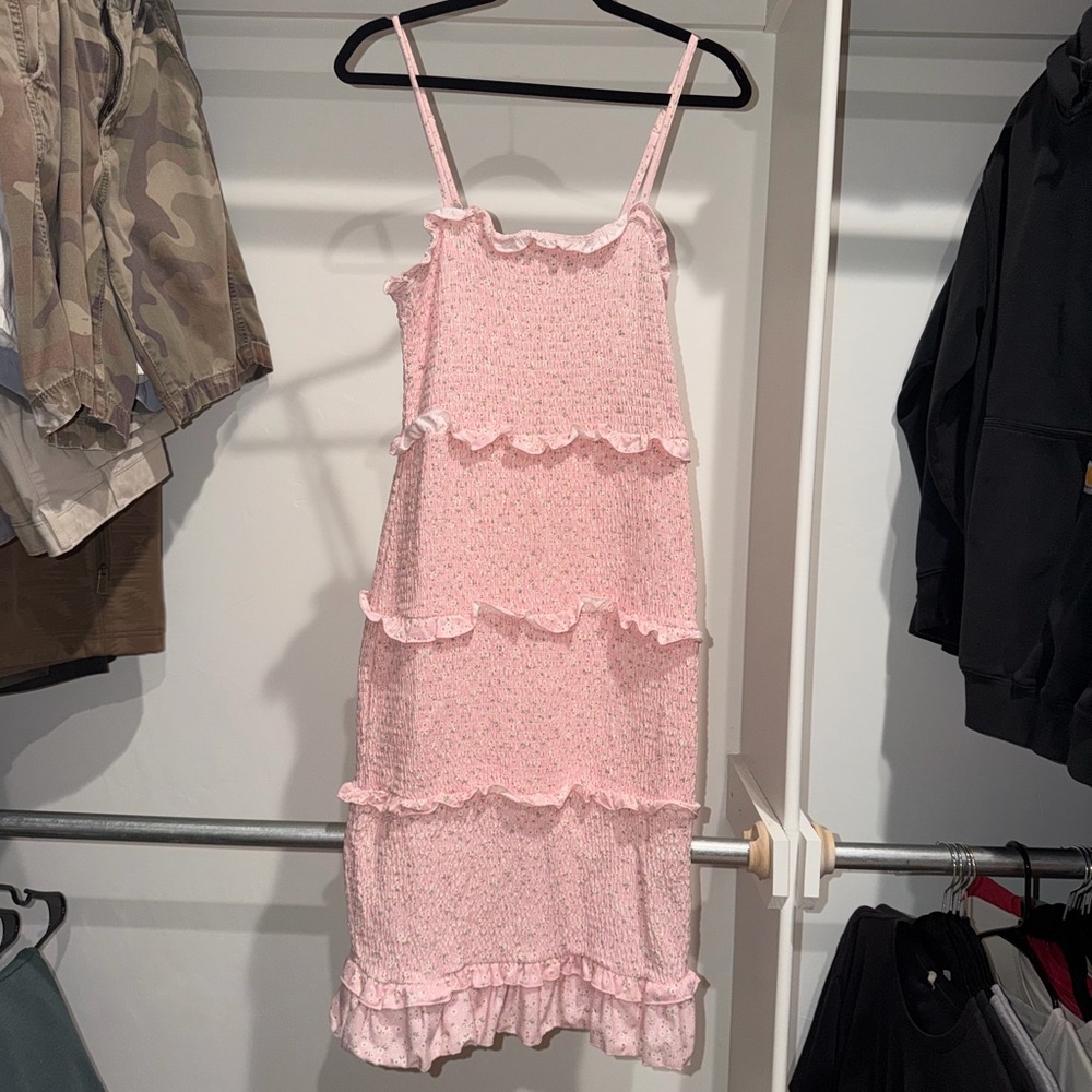 Light Pink Ruffle Tiered Dress